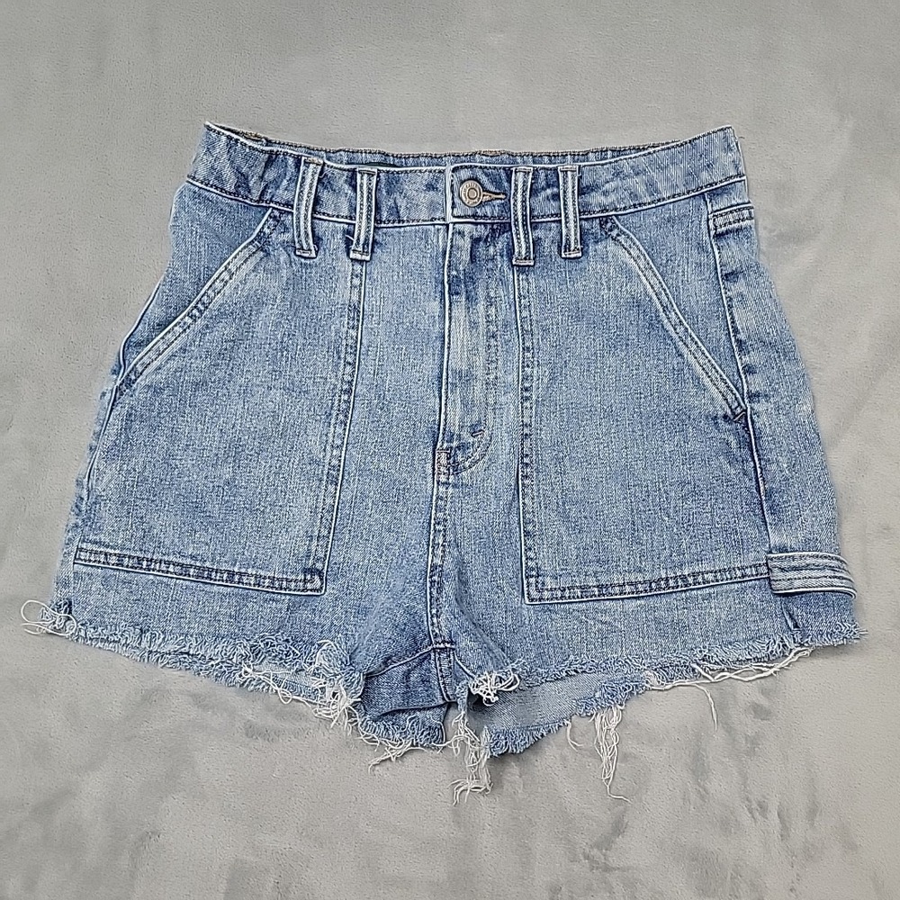 Wild Fable Shorts Womens S Blue Highest Rise Carpenter Raw Hem Denim Daisy